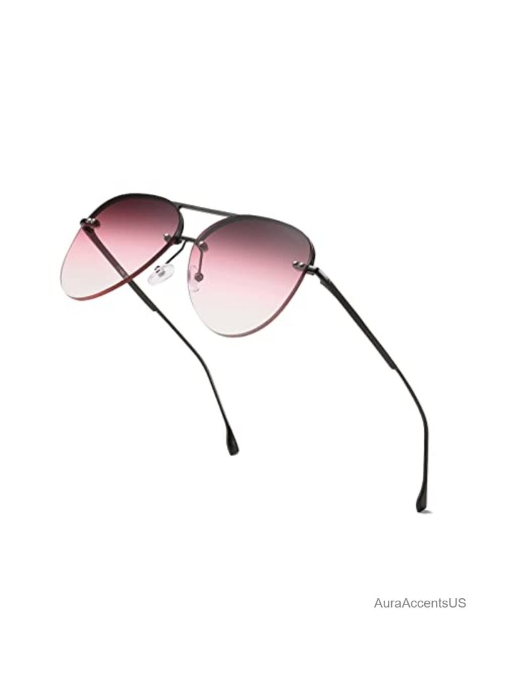 Rimless Aviator Sunglasses Oversized Gradient Mirrored Lens UV400